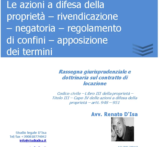 Rivendicazione, negatoria, regolamento di confini e termini
