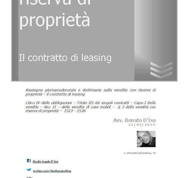 Lo schema contrattuale del “sale and lease back”