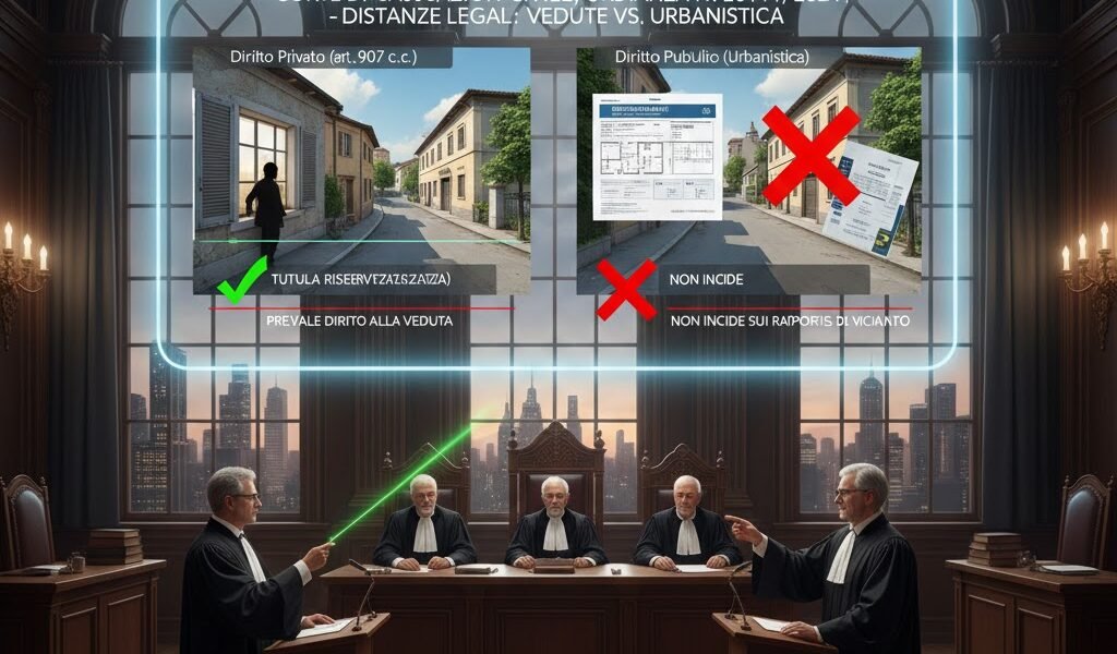 Distanza vedute e l’irregolarità urbanistica preesistente