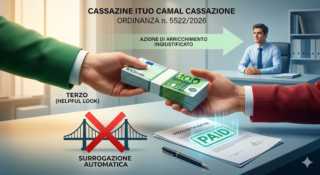 Cassazione ed il pagamento del terzo e arricchimento.